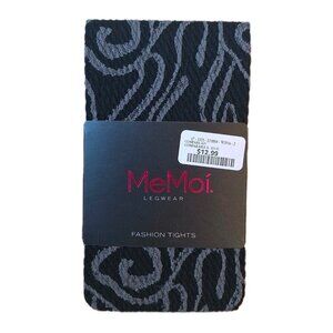 MeMoi  BLACK AND GREY INK FLOW OPAQUE FASHION TIGHTS SIZE S/M  NWT